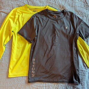 Two Spyder active/work out shirts Boys Medium.  Long sleeve and short sleeve.